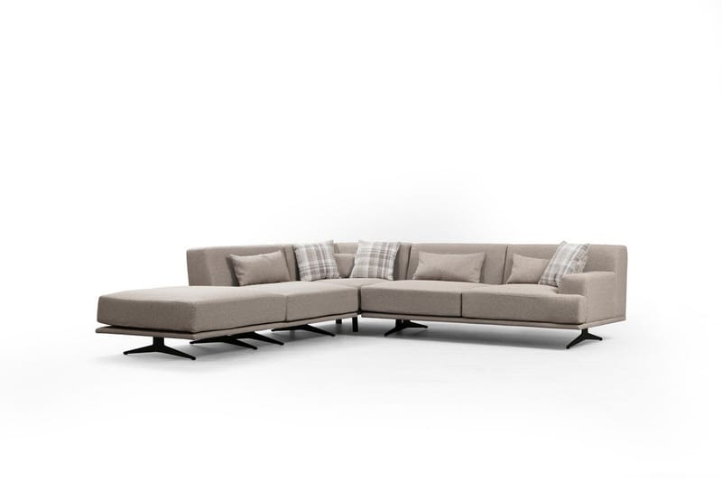 Sanroman Venstrevendt L-formet Sofa med Sjeselong 302 cm i Stoff - Beige - Møbler - Sofaer - Sofaer med sjeselong