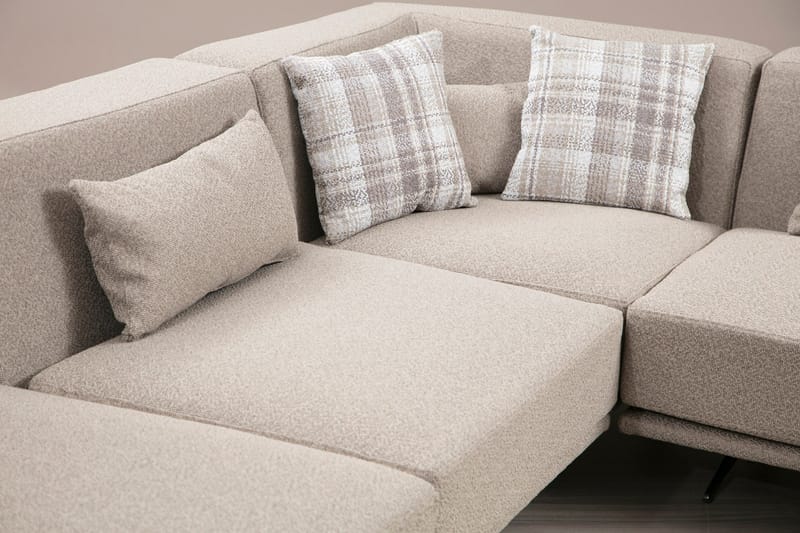 Sanroman Venstrevendt L-formet Sofa med Sjeselong 302 cm i Stoff - Beige - Møbler - Sofaer - Sofaer med sjeselong