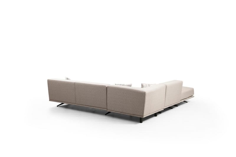 Sanroman Venstrevendt L-formet Sofa med Sjeselong 302 cm i Stoff - Beige - Møbler - Sofaer - Sofaer med sjeselong