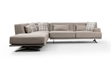 Sanroman Venstrevendt L-formet Sofa med Sjeselong 302 cm i Stoff - Beige - Møbler - Sofaer - Sofaer med sjeselong
