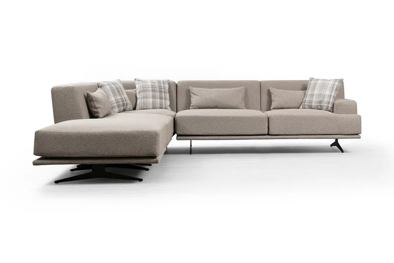 Sanroman Venstrevendt L-formet Sofa med Sjeselong 302 cm i Stoff, Beige