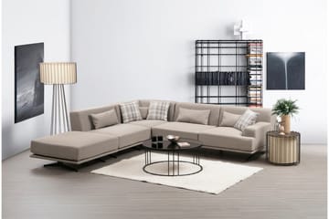 Sanroman Venstrevendt L-formet Sofa med Sjeselong 302 cm i Stoff - Beige - Møbler - Sofaer - Sofaer med sjeselong