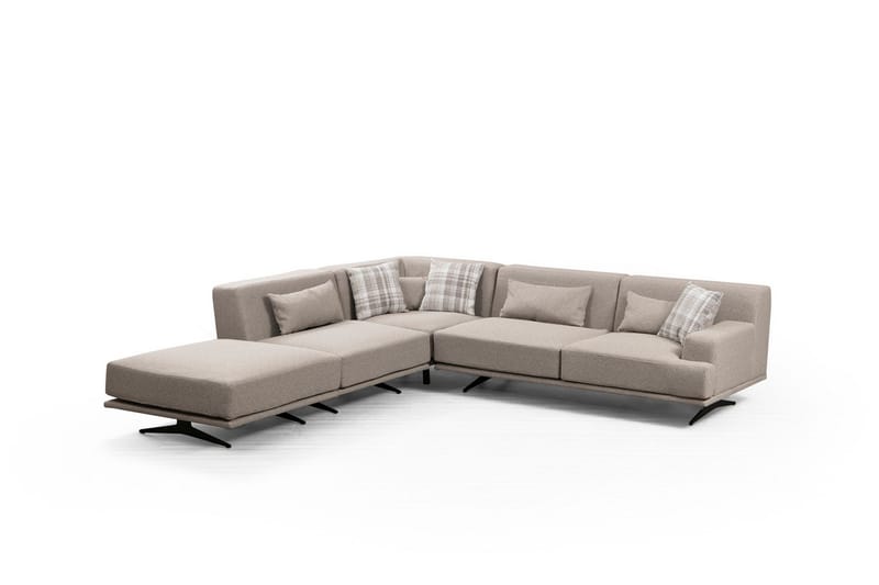 Sanroman Venstrevendt L-formet Sofa med Sjeselong 302 cm i Stoff - Beige - Møbler - Sofaer - Sofaer med sjeselong