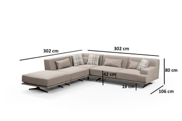 Sanroman Venstrevendt L-formet Sofa med Sjeselong 302 cm i Stoff - Beige - Møbler - Sofaer - Sofaer med sjeselong