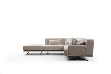 Sanroman Venstrevendt L-formet Sofa med Sjeselong 302 cm i Stoff - Beige - Møbler - Sofaer - Sofaer med sjeselong