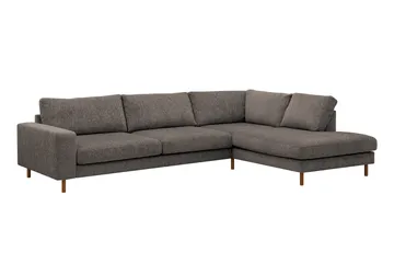 Scandi Dyp 4-seters sofa med sjeselong høyre i chenille - Grå - Møbler - Sofaer - Sofaer med sjeselong - 4 seters sofa med divan