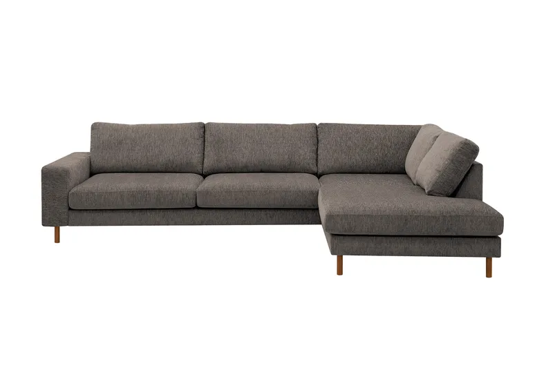 Scandi Dyp 4-seters sofa med sjeselong høyre i chenille, Grå