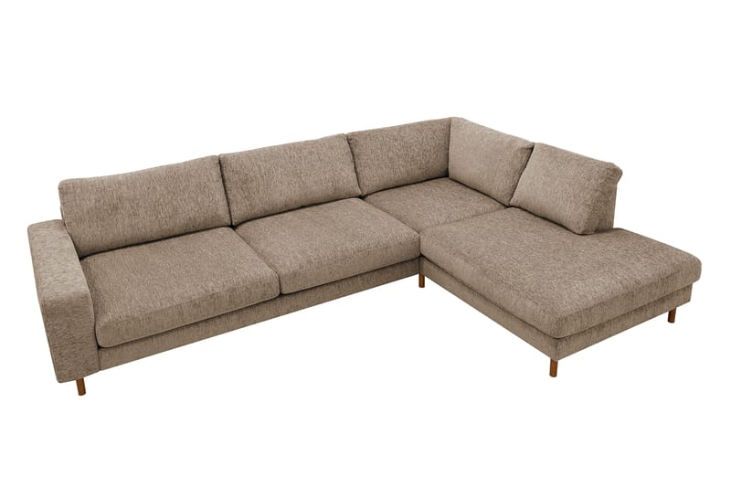 Scandi Dyp 4-seters sofa med sjeselong høyre i chenille - Mørk beige - Møbler - Sofaer - Sofaer med sjeselong - 4 seters sofa med divan