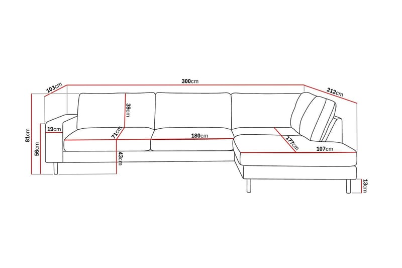 Scandi Dyp 4-seters sofa med sjeselong høyre i chenille - Mørk beige - Møbler - Sofaer - Sofaer med sjeselong - 4 seters sofa med divan