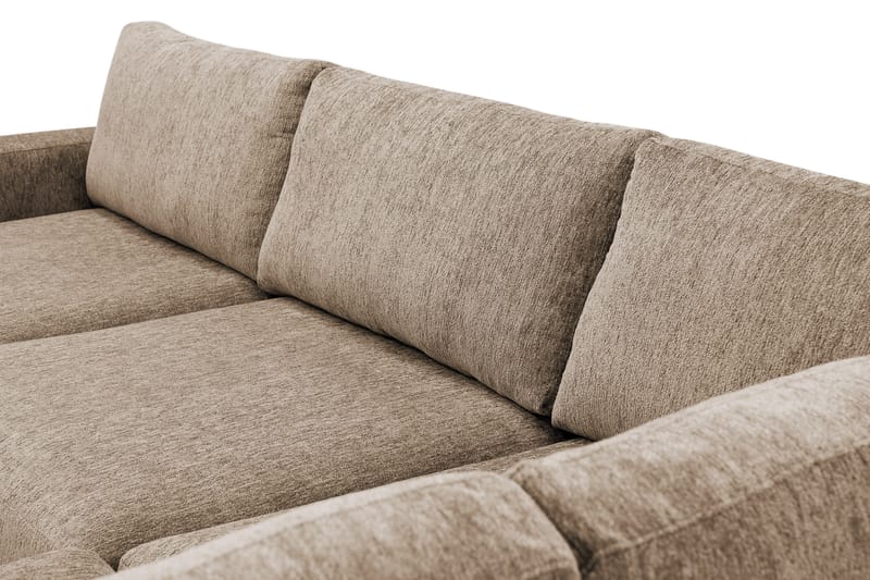 Scandi Dyp 4-seters sofa med sjeselong høyre i chenille - Mørk beige - Møbler - Sofaer - Sofaer med sjeselong - 4 seters sofa med divan