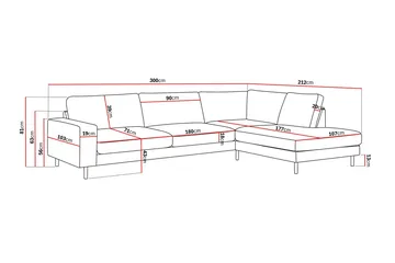 Scandi Dyp 4-seters sofa med sjeselong høyre i chenille - Mørk beige - Møbler - Sofaer - Sofaer med sjeselong - 4 seters sofa med divan