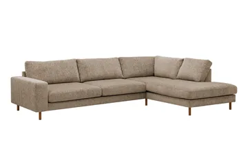 Scandi Dyp 4-seters sofa med sjeselong høyre i chenille - Mørk beige - Møbler - Sofaer - Sofaer med sjeselong - 4 seters sofa med divan
