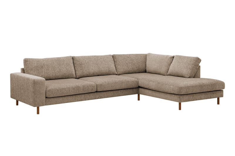 Scandi Dyp 4-seters sofa med sjeselong høyre i chenille - Mørk beige - Møbler - Sofaer - Sofaer med sjeselong - 4 seters sofa med divan