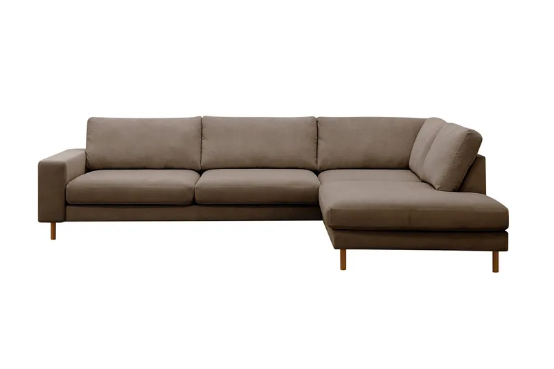 Scandi Dyp 4-seters sofa med sjeselong høyre i Kordfløyel, Brun