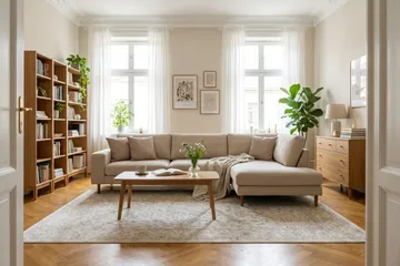 Scandi Dyp 4-seters sofa med sjeselong høyre i stoff - Møbler - Sofaer - Sofaer med sjeselong - 4 seters sofa med divan