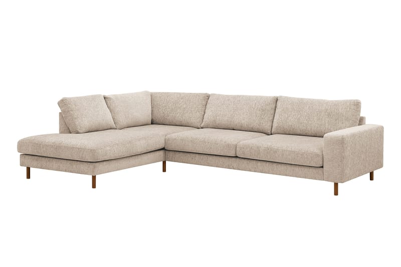 Scandi Dyp 4-seters sofa med sjeselong venstre i chenille - Beige - Møbler - Sofaer - Sofaer med sjeselong - 4 seters sofa med divan