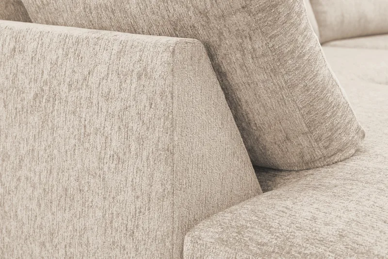 Scandi Dyp 4-seters sofa med sjeselong venstre i chenille - Beige - Møbler - Sofaer - Sofaer med sjeselong - 4 seters sofa med divan