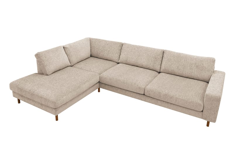 Scandi Dyp 4-seters sofa med sjeselong venstre i chenille - Beige - Møbler - Sofaer - Sofaer med sjeselong - 4 seters sofa med divan
