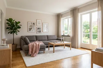 Scandi Dyp 4-seters sofa med sjeselong venstre i chenille - Grå - Møbler - Sofaer - Sofaer med sjeselong - 4 seters sofa med divan
