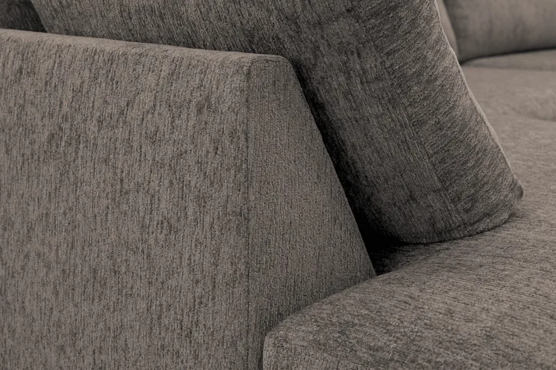 Scandi Dyp 4-seters sofa med sjeselong venstre i chenille - Grå - Møbler - Sofaer - Sofaer med sjeselong - 4 seters sofa med divan