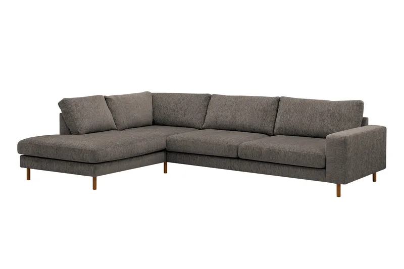 Scandi Dyp 4-seters sofa med sjeselong venstre i chenille - Grå - Møbler - Sofaer - Sofaer med sjeselong - 4 seters sofa med divan