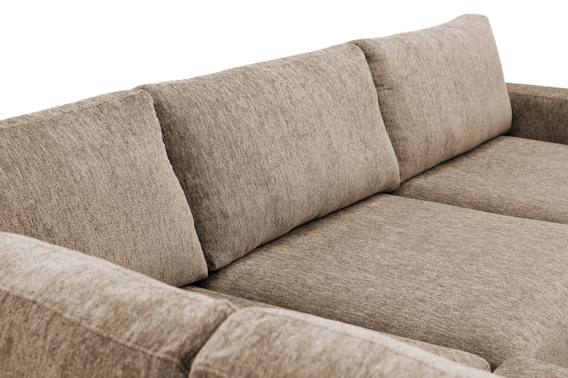 Scandi Dyp 4-seters sofa med sjeselong venstre i chenille - Mørk beige - Møbler - Sofaer - Sofaer med sjeselong - 4 seters sofa med divan