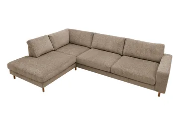 Scandi Dyp 4-seters sofa med sjeselong venstre i chenille - Mørk beige - Møbler - Sofaer - Sofaer med sjeselong - 4 seters sofa med divan