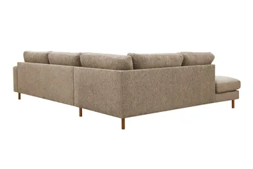 Scandi Dyp 4-seters sofa med sjeselong venstre i chenille - Mørk beige - Møbler - Sofaer - Sofaer med sjeselong - 4 seters sofa med divan