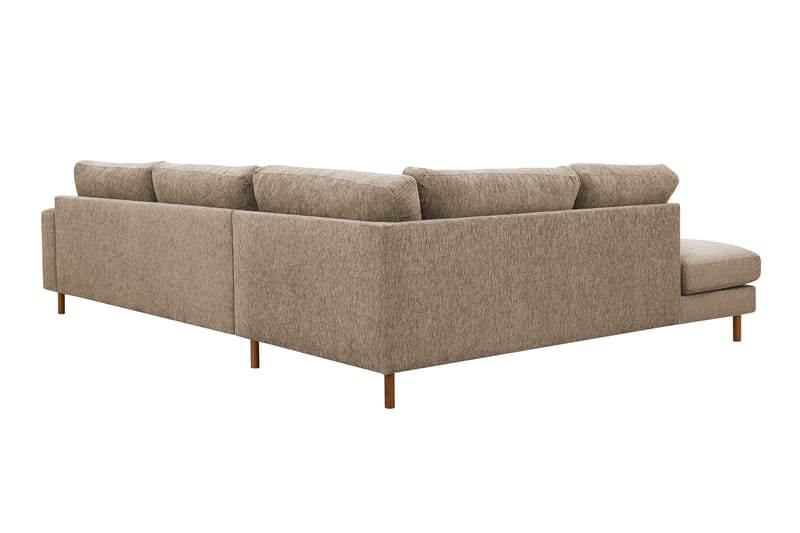 Scandi Dyp 4-seters sofa med sjeselong venstre i chenille - Mørk beige - Møbler - Sofaer - Sofaer med sjeselong - 4 seters sofa med divan