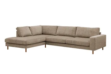 Scandi Dyp 4-seters sofa med sjeselong venstre i chenille - Mørk beige - Møbler - Sofaer - Sofaer med sjeselong - 4 seters sofa med divan