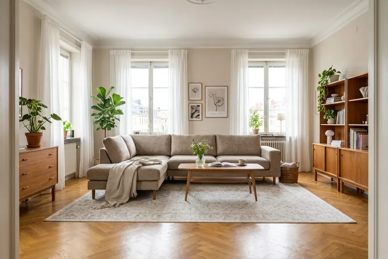 Scandi Dyp 4-seters sofa med sjeselong venstre i chenille - Mørk beige - Møbler - Sofaer - Sofaer med sjeselong - 4 seters sofa med divan