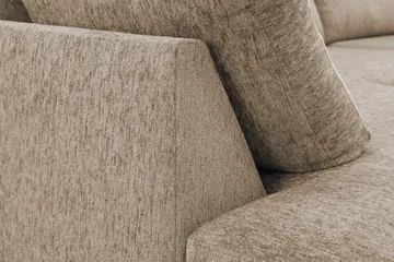 Scandi Dyp 4-seters sofa med sjeselong venstre i chenille - Mørk beige - Møbler - Sofaer - Sofaer med sjeselong - 4 seters sofa med divan