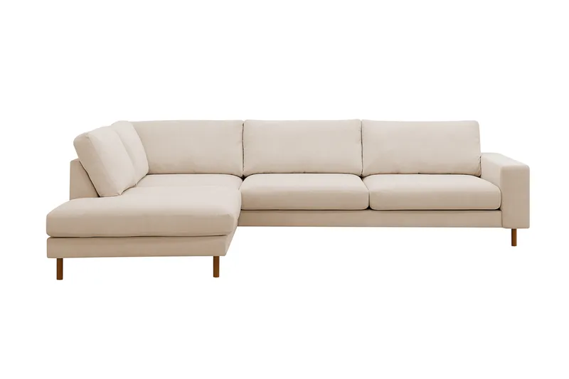 Scandi Dyp 4-seters sofa med sjeselong venstre i Kordfløyel, Beige