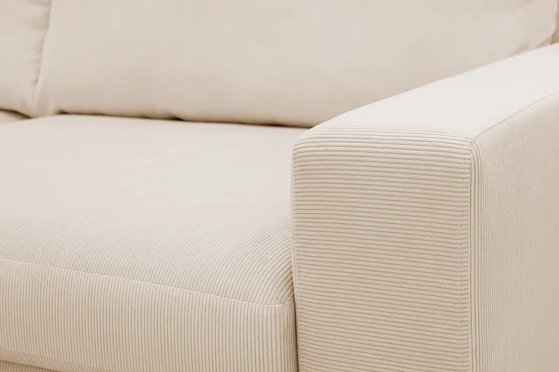 Scandi Dyp 4-seters sofa med sjeselong venstre i Kordfløyel - Beige - Møbler - Sofaer - Sofaer med sjeselong - 4 seters sofa med divan