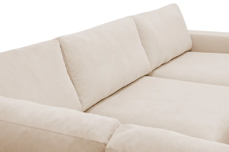 Scandi Dyp 4-seters sofa med sjeselong venstre i Kordfløyel - Beige - Møbler - Sofaer - Sofaer med sjeselong - 4 seters sofa med divan