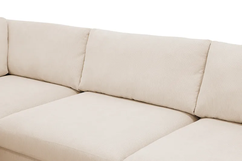 Scandi Dyp 4-seters sofa med sjeselong venstre i Kordfløyel - Beige - Møbler - Sofaer - Sofaer med sjeselong - 4 seters sofa med divan