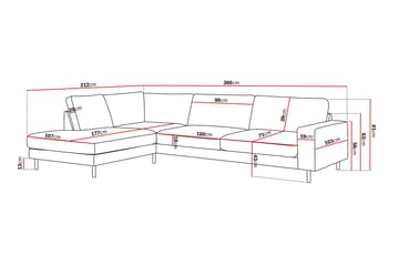 Scandi Dyp 4-seters sofa med sjeselong venstre i Kordfløyel - Beige - Møbler - Sofaer - Sofaer med sjeselong - 4 seters sofa med divan