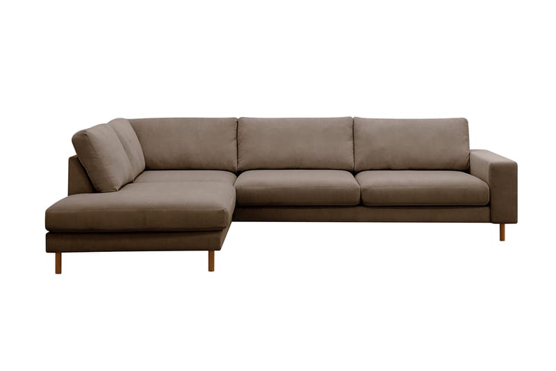 Scandi Dyp 4-seters sofa med sjeselong venstre i Kordfløyel, Brun