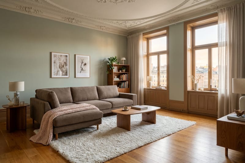 Scandi Dyp 4-seters sofa med sjeselong venstre i Kordfløyel - Brun - Møbler - Sofaer - Sofaer med sjeselong - 4 seters sofa med divan