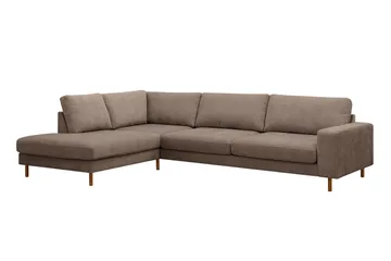 Scandi Dyp 4-seters sofa med sjeselong venstre i stoff - Mørkebrun - Møbler - Sofaer - Sofaer med sjeselong - 4 seters sofa med divan