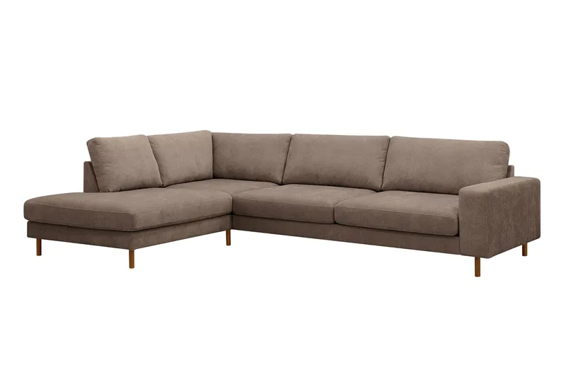 Scandi Dyp 4-seters sofa med sjeselong venstre i stoff - Mørkebrun - Møbler - Sofaer - Sofaer med sjeselong - 4 seters sofa med divan