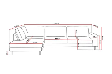 Scandi Dyp 4-seters sofa med sjeselong venstre i stoff - Mørkebrun - Møbler - Sofaer - Sofaer med sjeselong - 4 seters sofa med divan