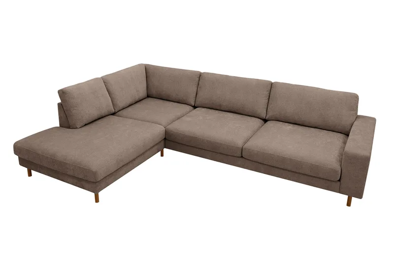 Scandi Dyp 4-seters sofa med sjeselong venstre i stoff - Mørkebrun - Møbler - Sofaer - Sofaer med sjeselong - 4 seters sofa med divan