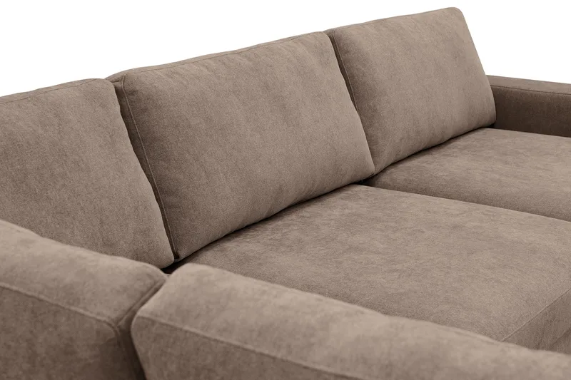 Scandi Dyp 4-seters sofa med sjeselong venstre i stoff - Mørkebrun - Møbler - Sofaer - Sofaer med sjeselong - 4 seters sofa med divan