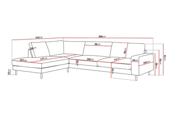Scandi Dyp 4-seters sofa med sjeselong venstre i stoff - Mørkebrun - Møbler - Sofaer - Sofaer med sjeselong - 4 seters sofa med divan