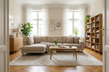 Scandi Dyp 4-seters sofa med sjeselong venstre i stoff - Møbler - Sofaer - Sofaer med sjeselong - 4 seters sofa med divan