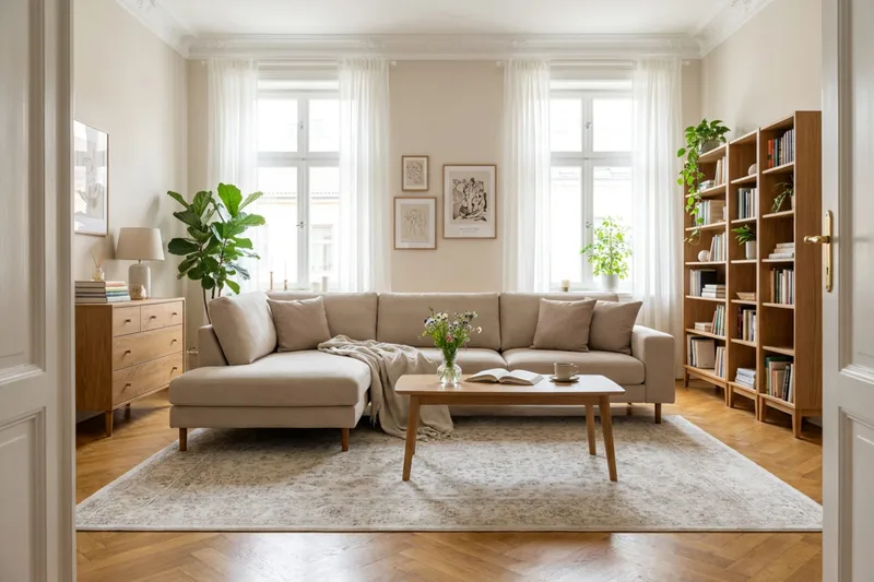 Scandi Dyp 4-seters sofa med sjeselong venstre i stoff - Møbler - Sofaer - Sofaer med sjeselong - 4 seters sofa med divan