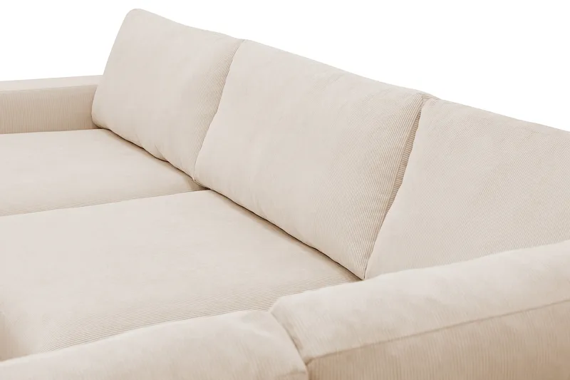 Scandi dyp 4-seters sofa med sjeselong på høyre side i kordfløyel - Beige - Møbler - Sofaer - Sofaer med sjeselong - 4 seters sofa med divan
