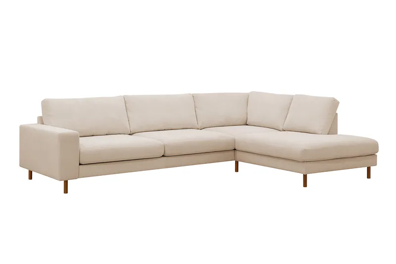 Scandi dyp 4-seters sofa med sjeselong på høyre side i kordfløyel - Beige - Møbler - Sofaer - Sofaer med sjeselong - 4 seters sofa med divan