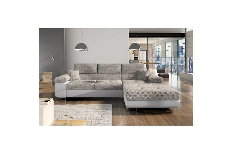 Seksjon Eltap Armando 289x85x203 cm - Berlin 01, Soft 17, Grå, Hvit, Høyre - Møbler - Sofaer - Sofaer med sjeselong - 3 seters sofa med divan